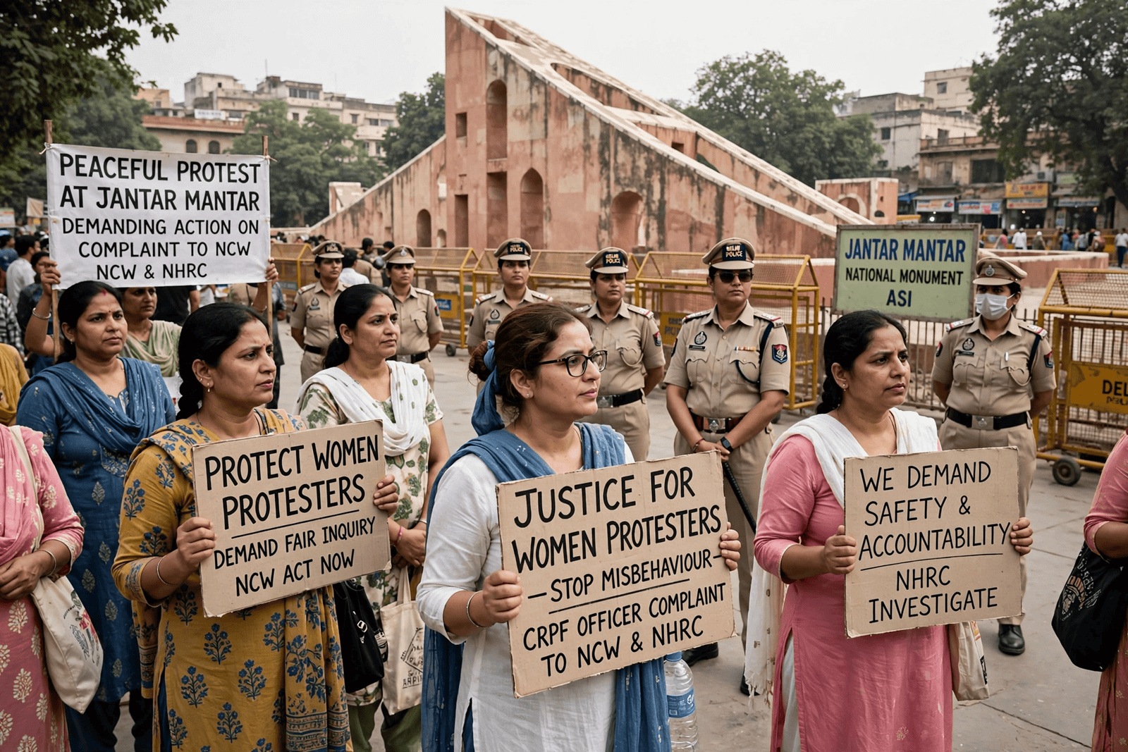 CRPF अफसर ने ही दिल्ली पुलिस को घेरा, महिला प्रदर्शनकारियों से बदसलूकी पर NCW-NHRC में शिकायत