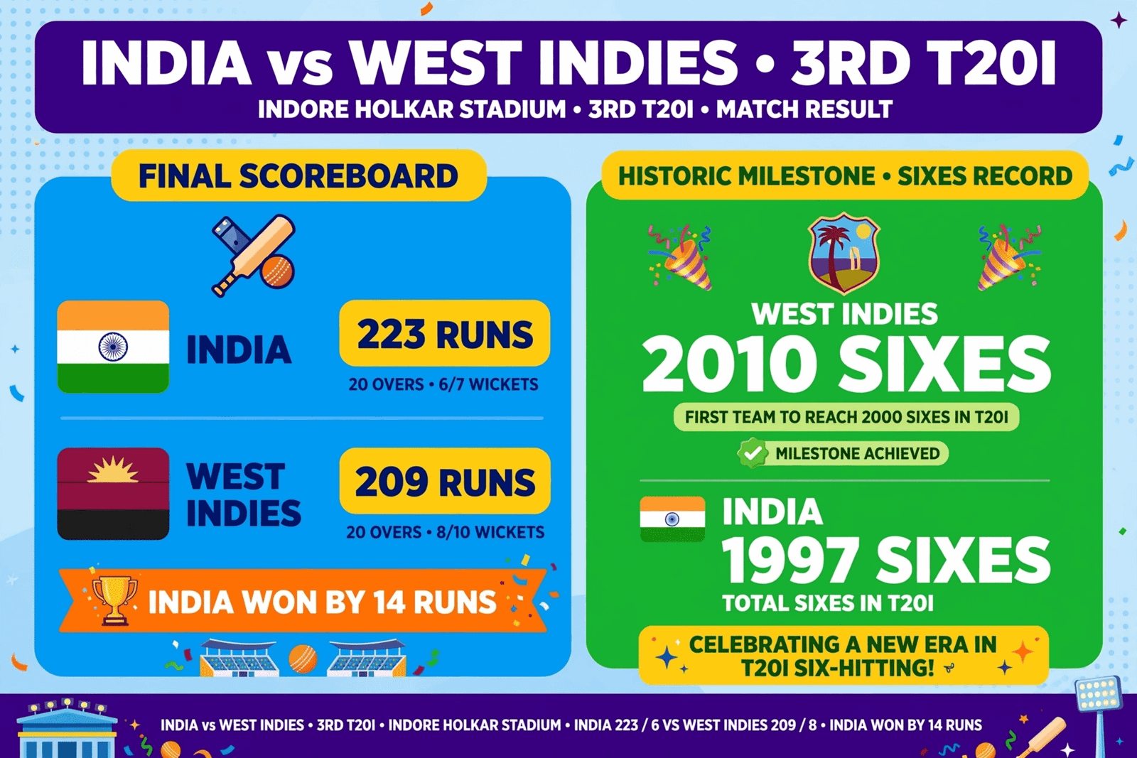 हार के बावजूद वेस्टइंडीज के नाम वर्ल्ड रिकॉर्ड, टी20 इंटरनेशनल में 2000 छक्कों का आंकड़ा पार