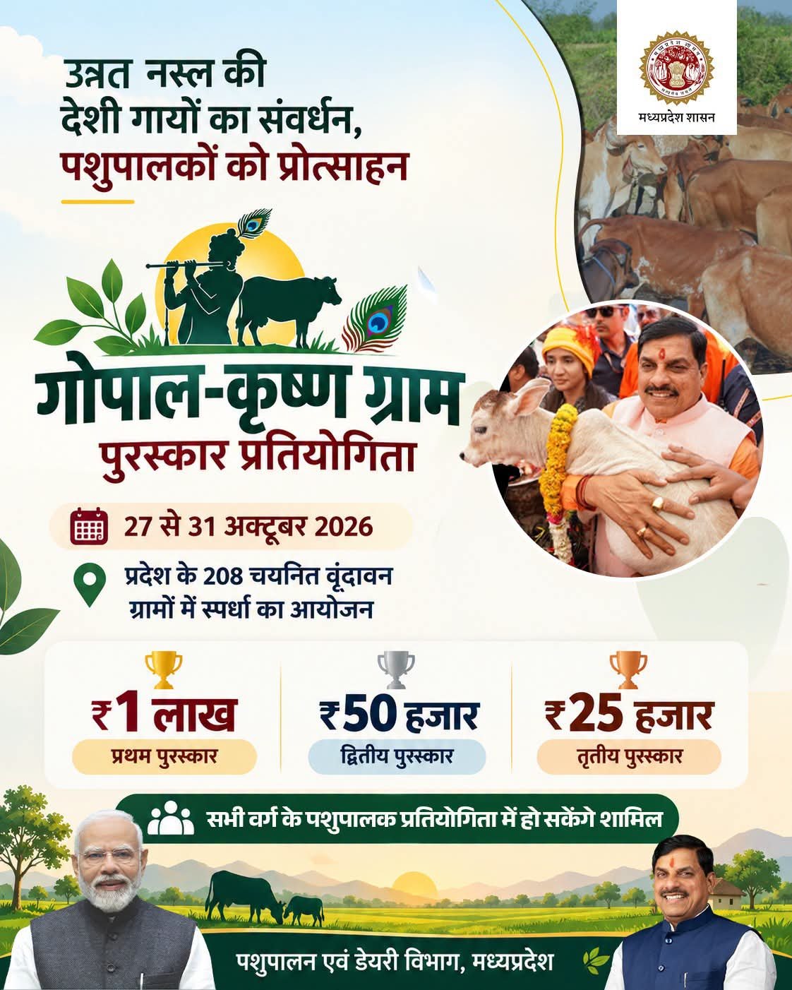 हरदा के मगरधा और सोडलपुर में 27 से 31 अक्टूबर तक होगी गोपाल-कृष्ण ग्राम पुरस्कार प्रतियोगिता
